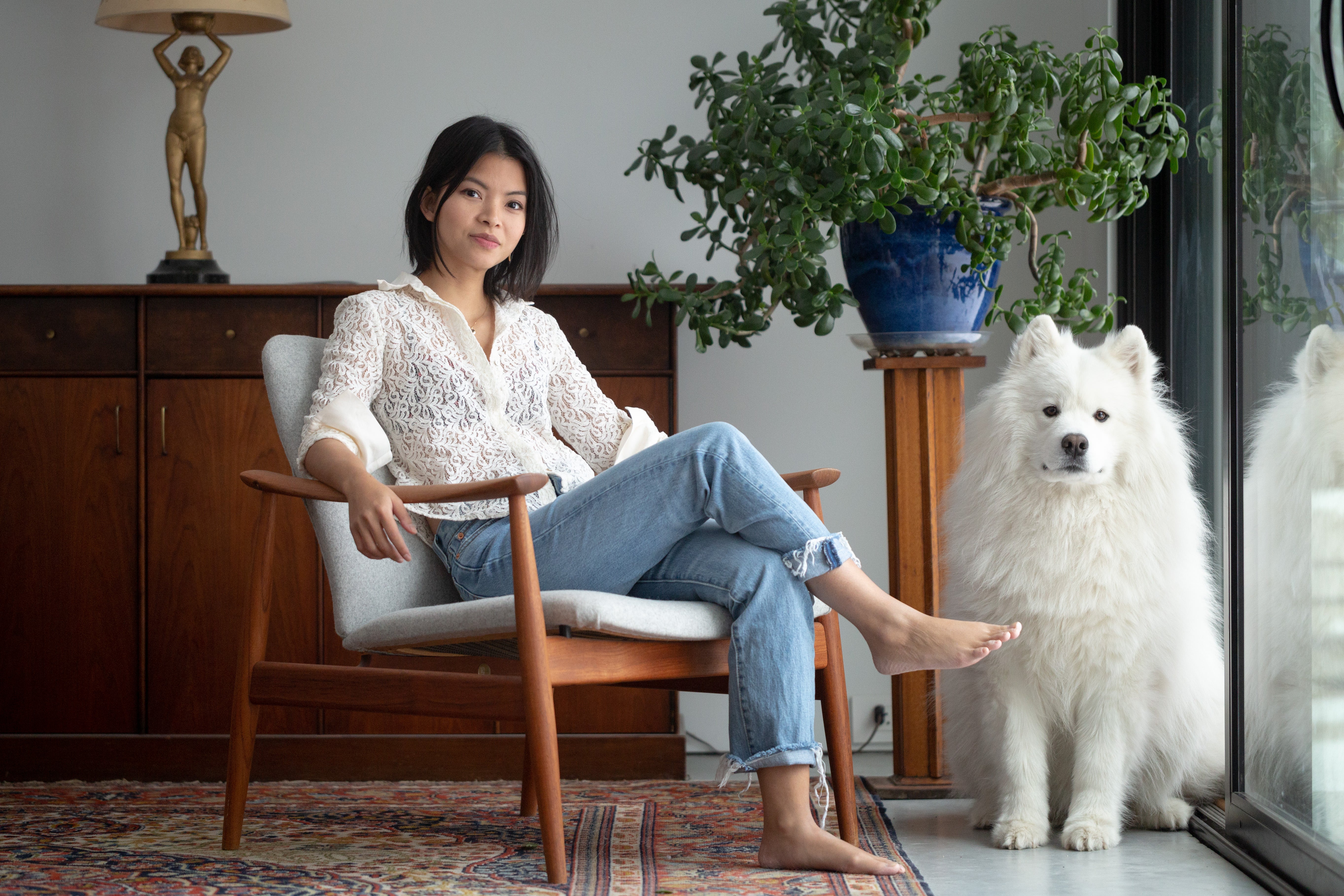 Portrait of my dog and I at home